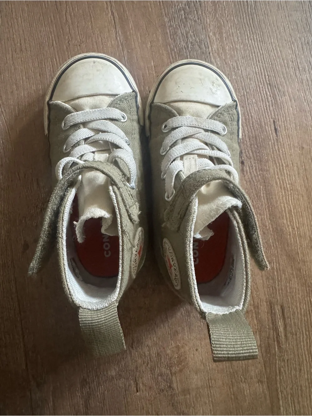 Converse Kids High Top Sneakers in Olive Green with White Accents